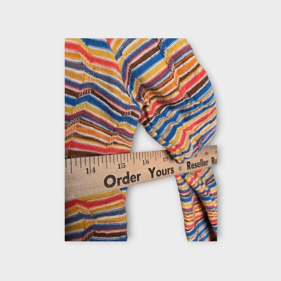 Missoni Women's Striped Turtleneck Top Small Multicolor Texture Semi Sheer Layer - Picture 6 of 9